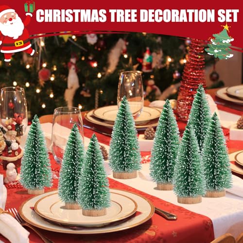 12 Pcs 4" Artificial Bottle Brush Trees with Lights B140507
