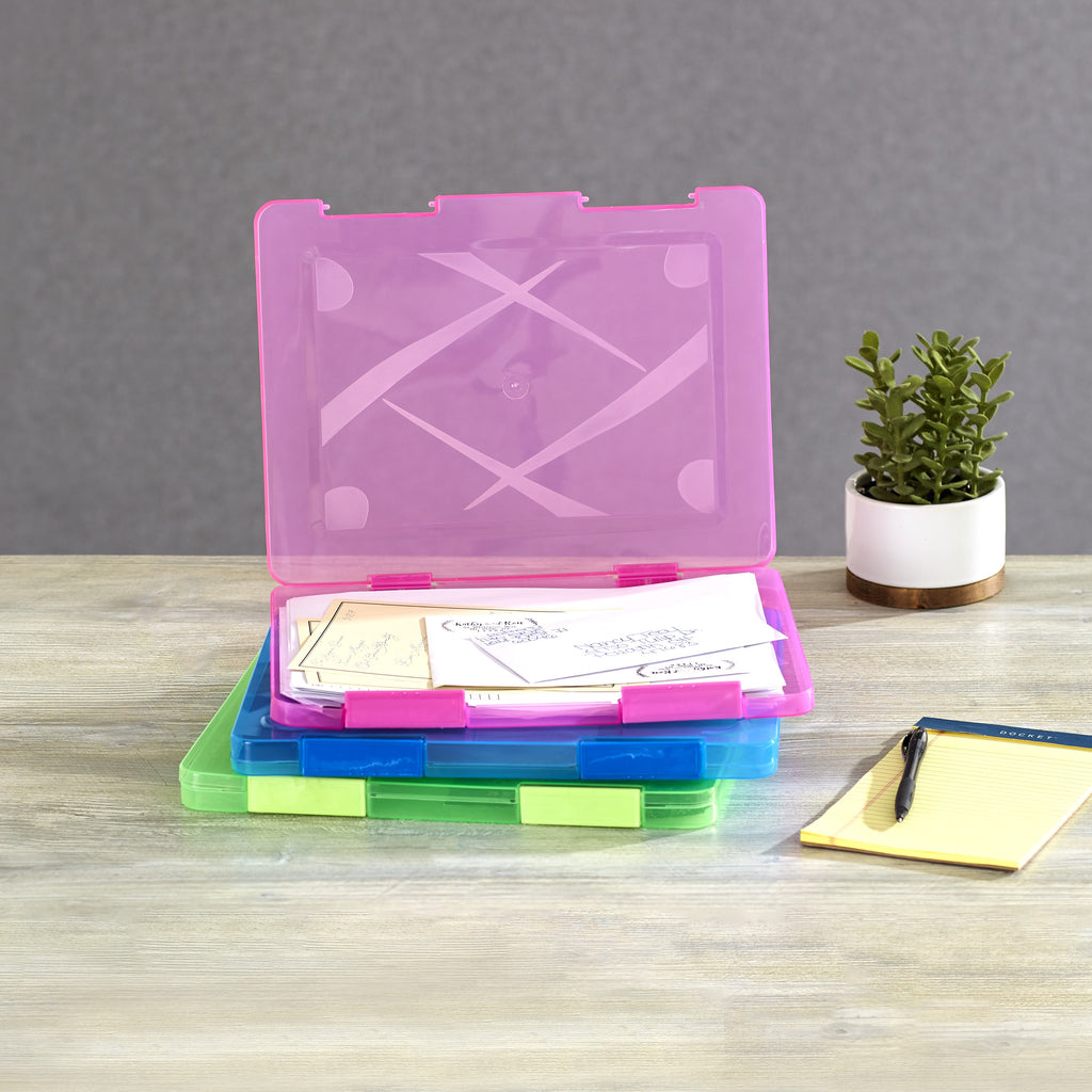 Plastic File Cases with Double Snap Closures - Set of 3 T324618