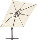 Beige 9x9 FT Square Cantilever Aluminum Outdoor Umbrella N527396