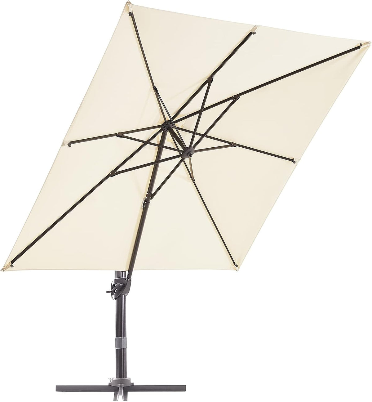 Beige 9x9 FT Square Cantilever Aluminum Outdoor Umbrella N527396