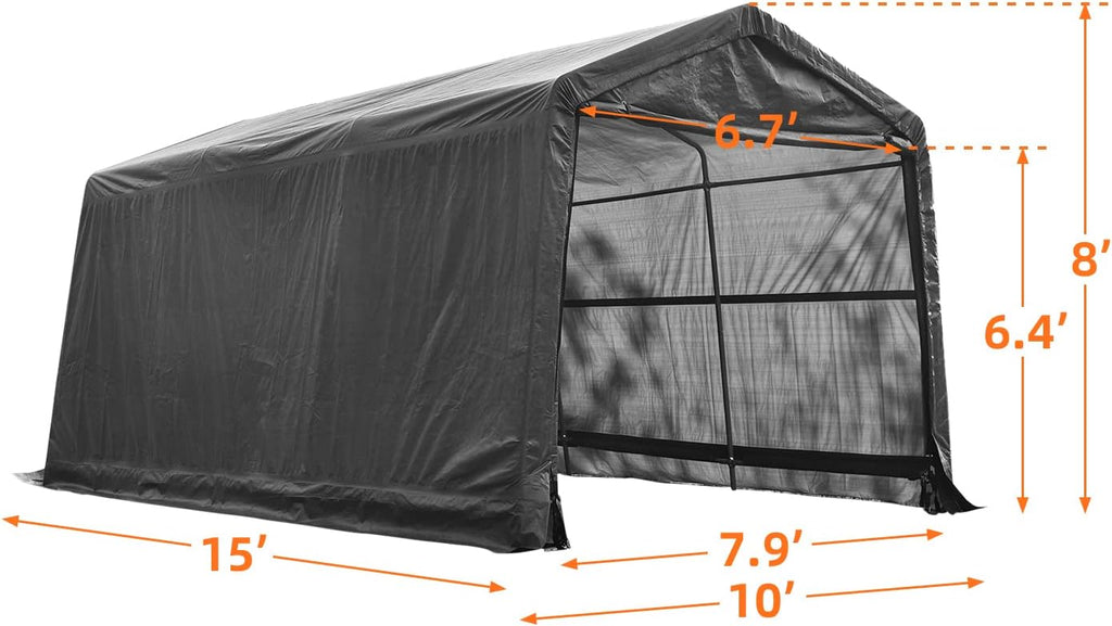10x15ft Heavy Duty Carport Canopy with Sidewalls Portable Shed J5719
