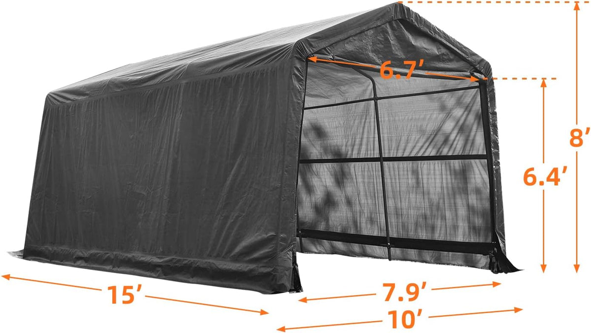 10x15ft Heavy Duty Carport Canopy with Sidewalls Portable Shed J5719