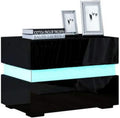 Black LED Nightstand with 2 Drawers Q400232