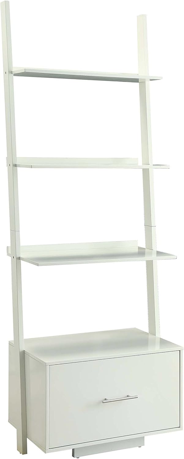 Black Ladder Bookcase with File Drawer G9230