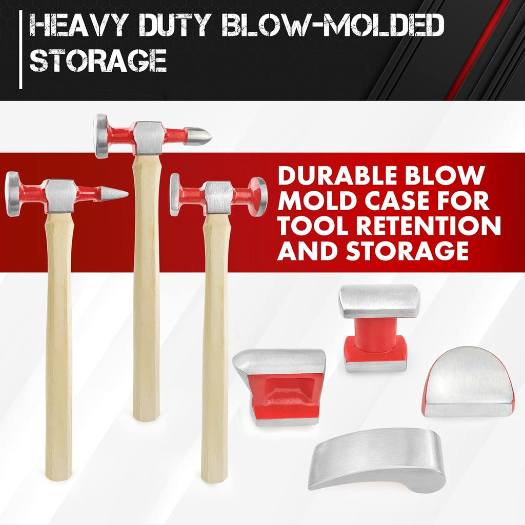 7-Piece Auto Body Repair Kit with Carbon Steel Hammer Heads and Dollies A86478