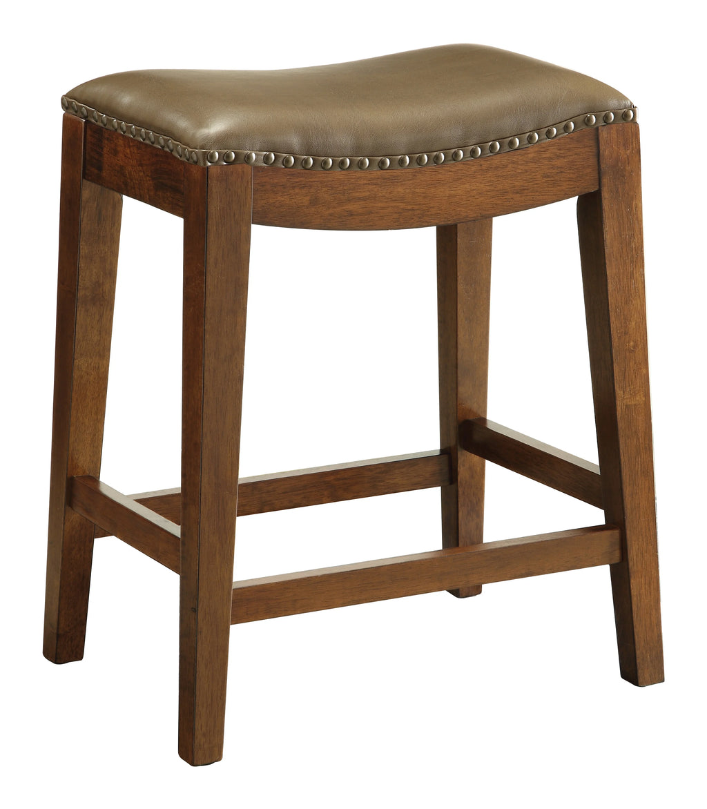 Saddle Stool with Espresso Finish Legs and Molasses Bonded Leather F9316