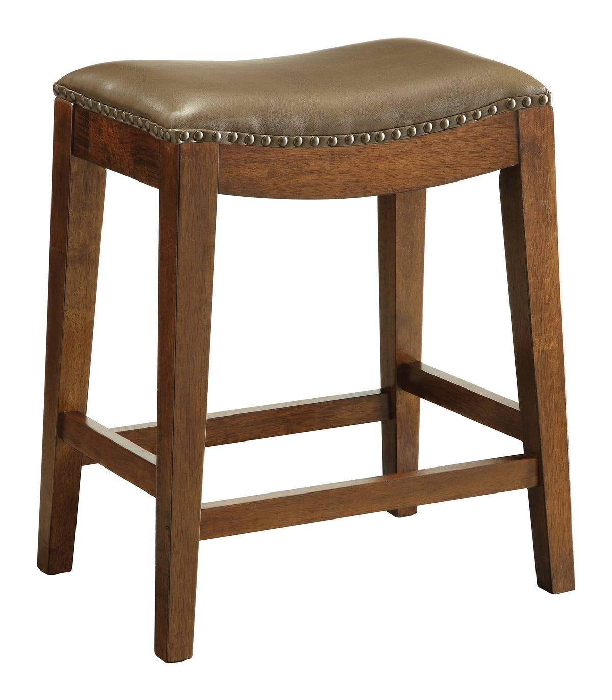 Saddle Stool with Espresso Finish Legs and Molasses Bonded Leather F9316