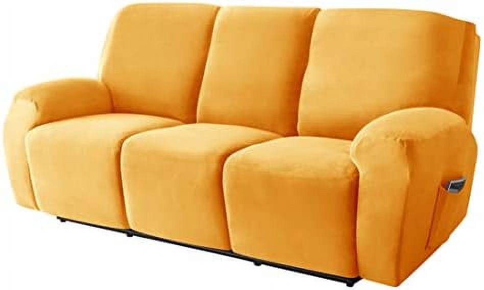 Velvet Recliner Sofa Slipcover 8 Pieces with Side Pocket C251490