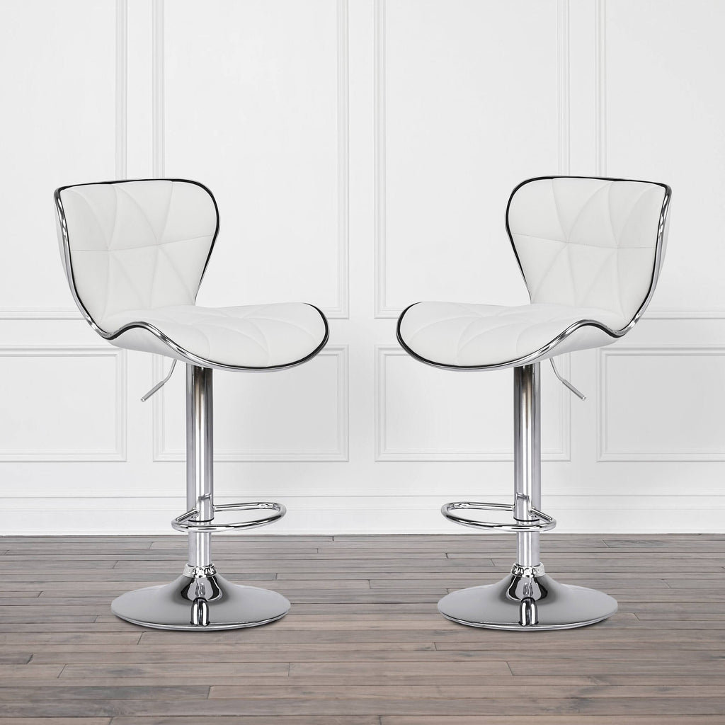 Faux Leather Adjustable Counter/Bar Stool Set of 2 White C37477