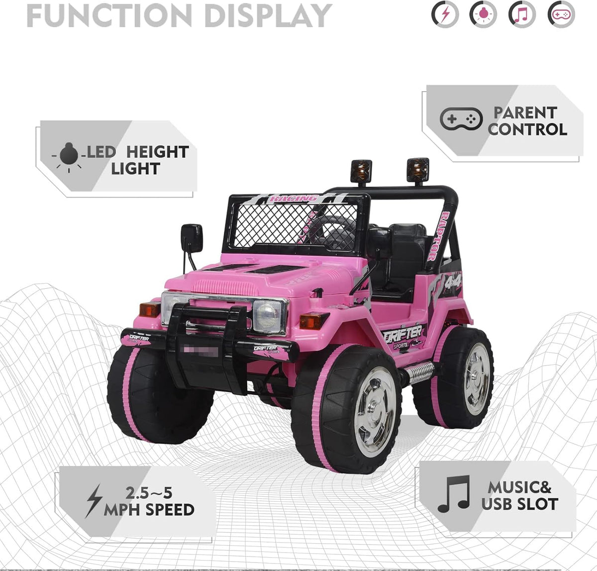 Pink 12V Kids Ride On Electric Car A3543
