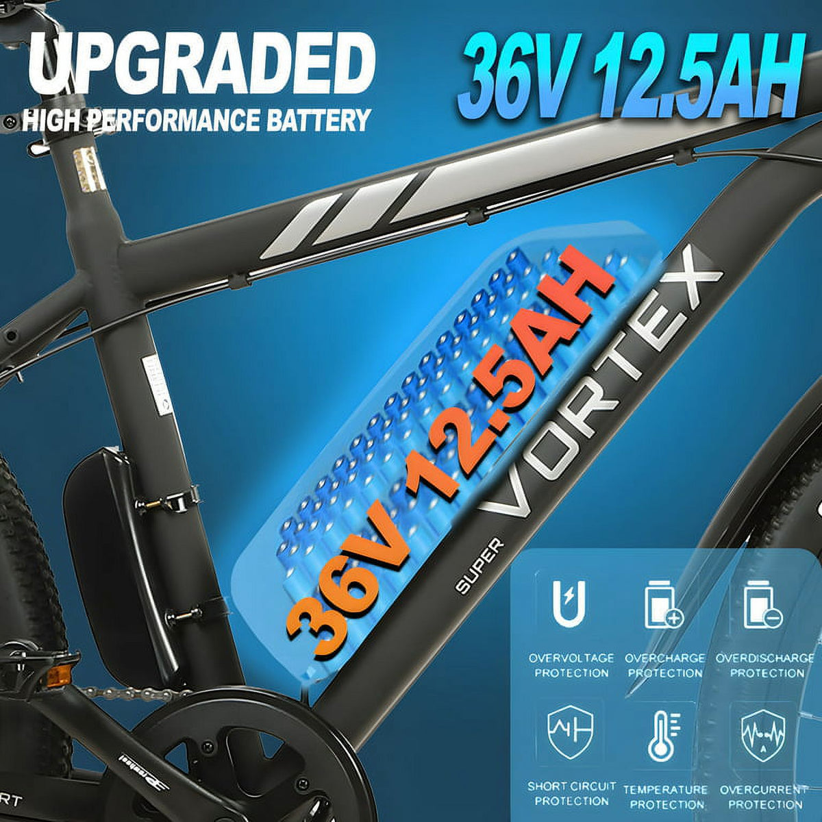 Black 26 In. 36 V 350 W 12.5 AH 7 Speed Electric Bike A283