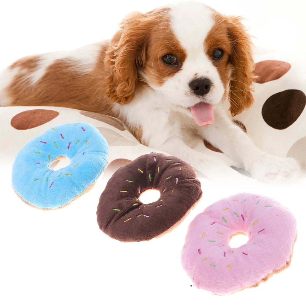 Squeaky Plush Donut Dog Toy K121