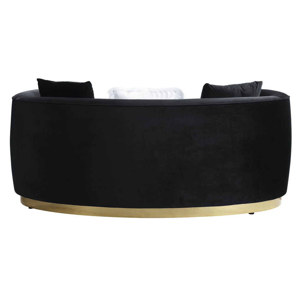 Black Velvet Curved Love Seat Sofa C486927