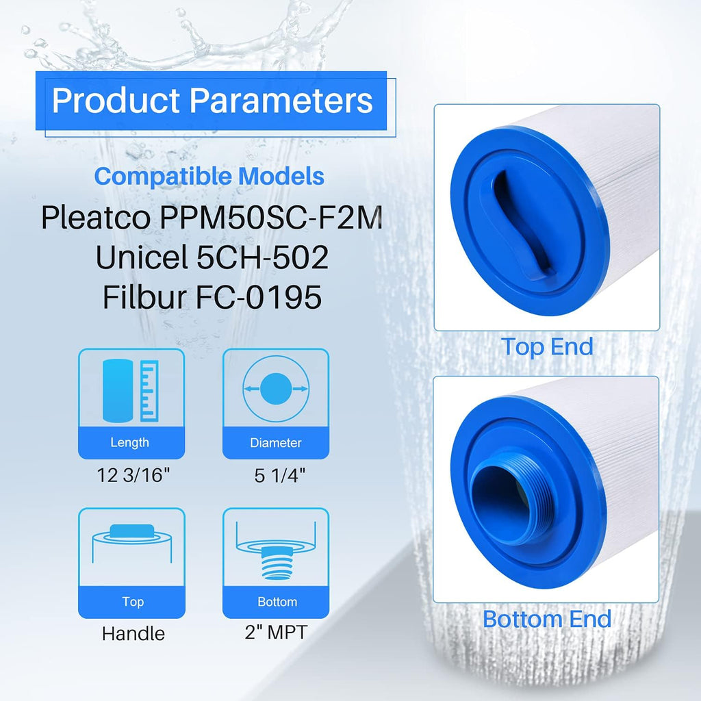 2 Pack Hot Tub Filter with 2" Male Thread K129