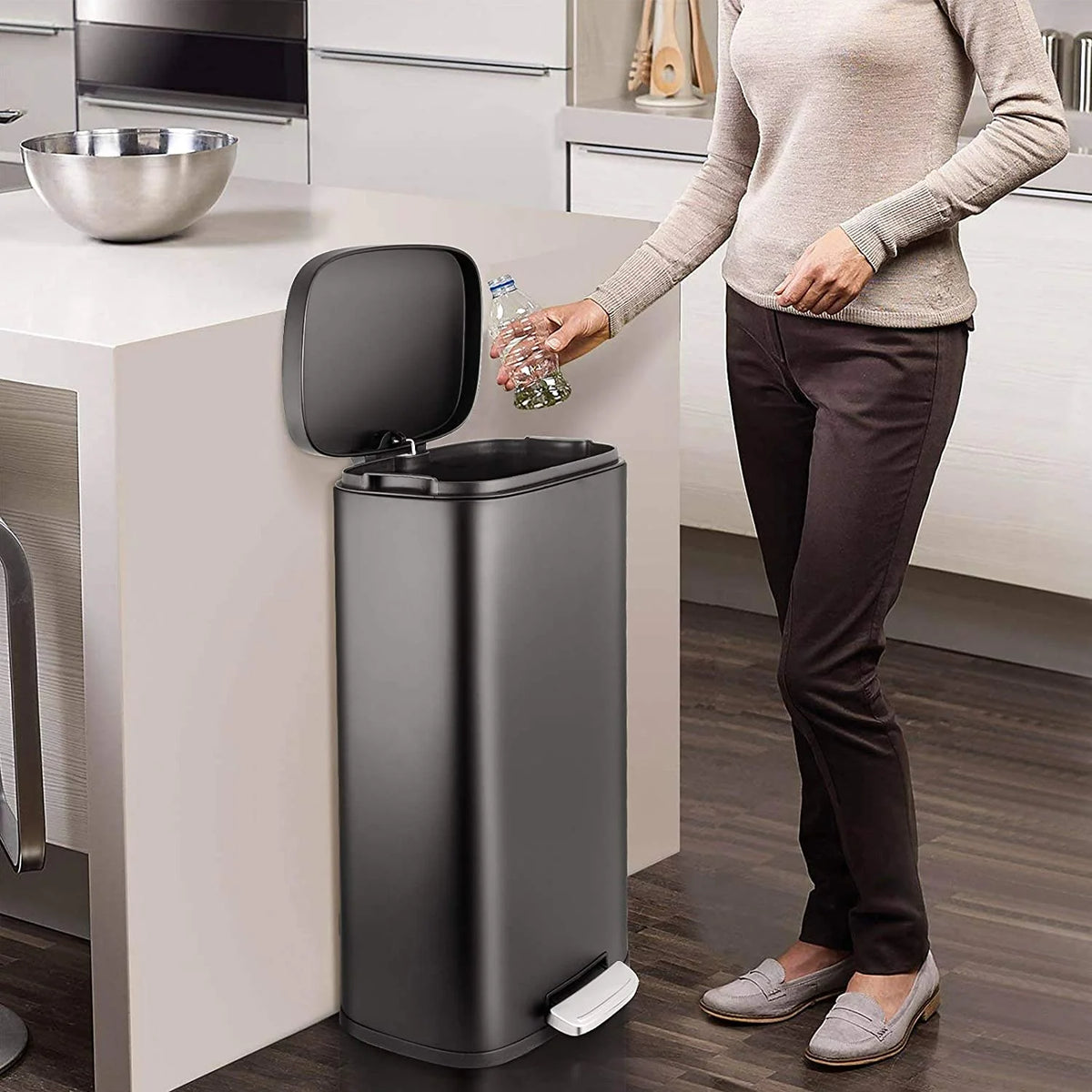 Black Stainless Steel Trash Can T282264