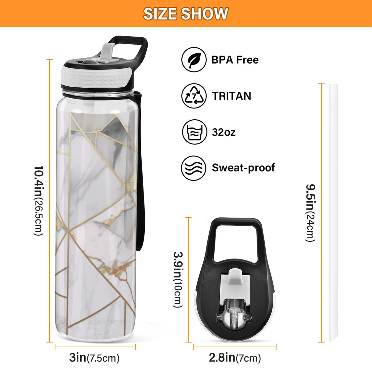 32oz Tritan Leakproof Water Bottle with Straw Z14790