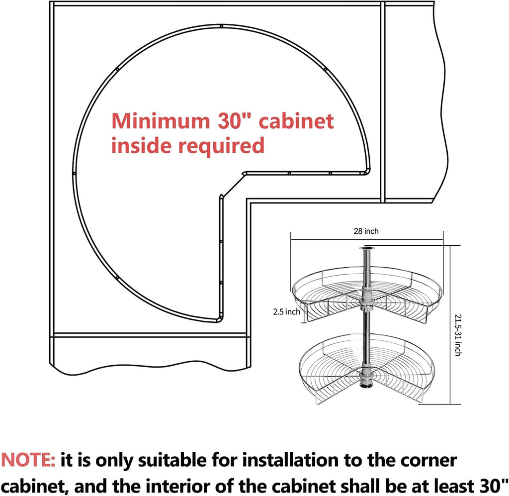 28 Kidney Chrome 2 Shelf Rotating Storage Rack I600