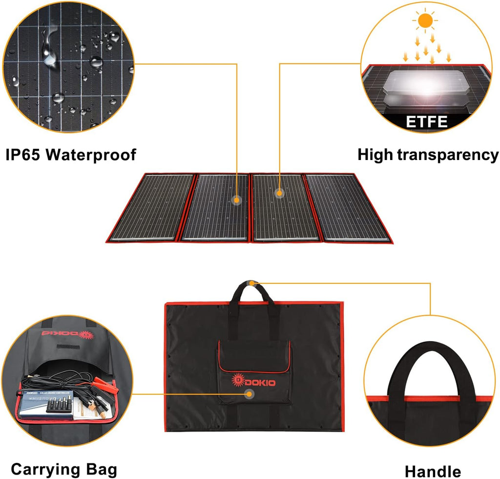 220w 18v Foldable Monocrystalline Solar Panel Kit with Controller 2 USB Outputs A9245