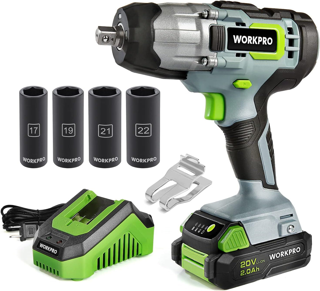 20V Cordless Impact Wrench with 4Pcs Drive Impact Sockets U37554