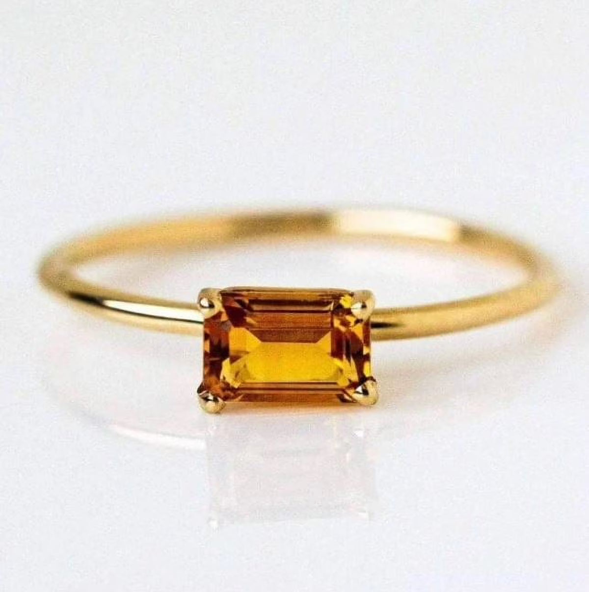 Dainty Stacking Ring 925 Sterling Silver Yellow Gold Plated Gemstone Jewelry T792