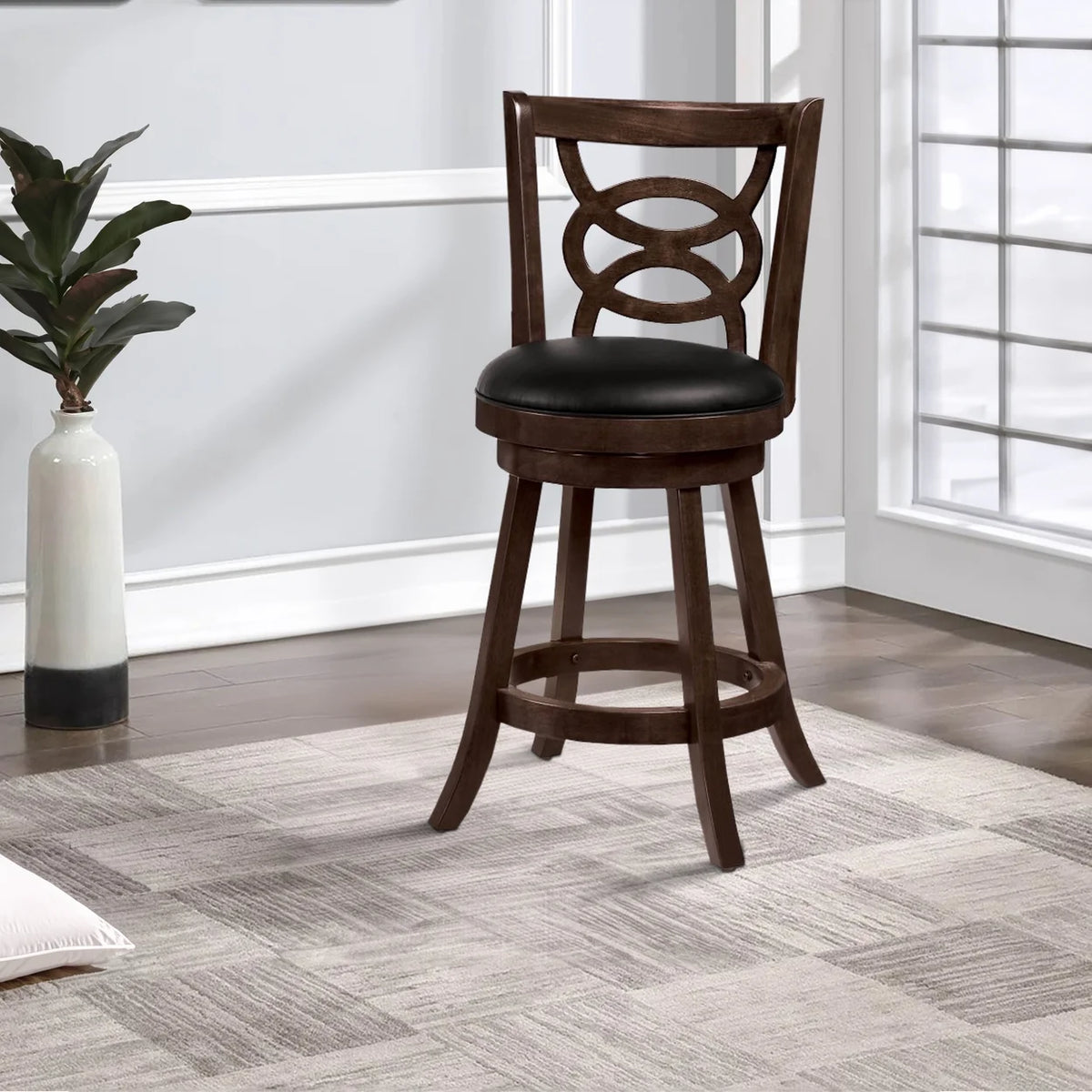 Swivel Counter Height Stools with Upholstered Seat Cappuccino (Set of 2) D2743