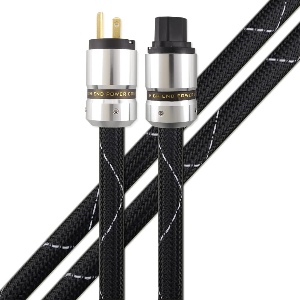 12AWG HiFi Power Cord 125V 15A 3-Prong Audiophile AC Power Cable with US Connector Plug (1M / 3.28FT) H67516
