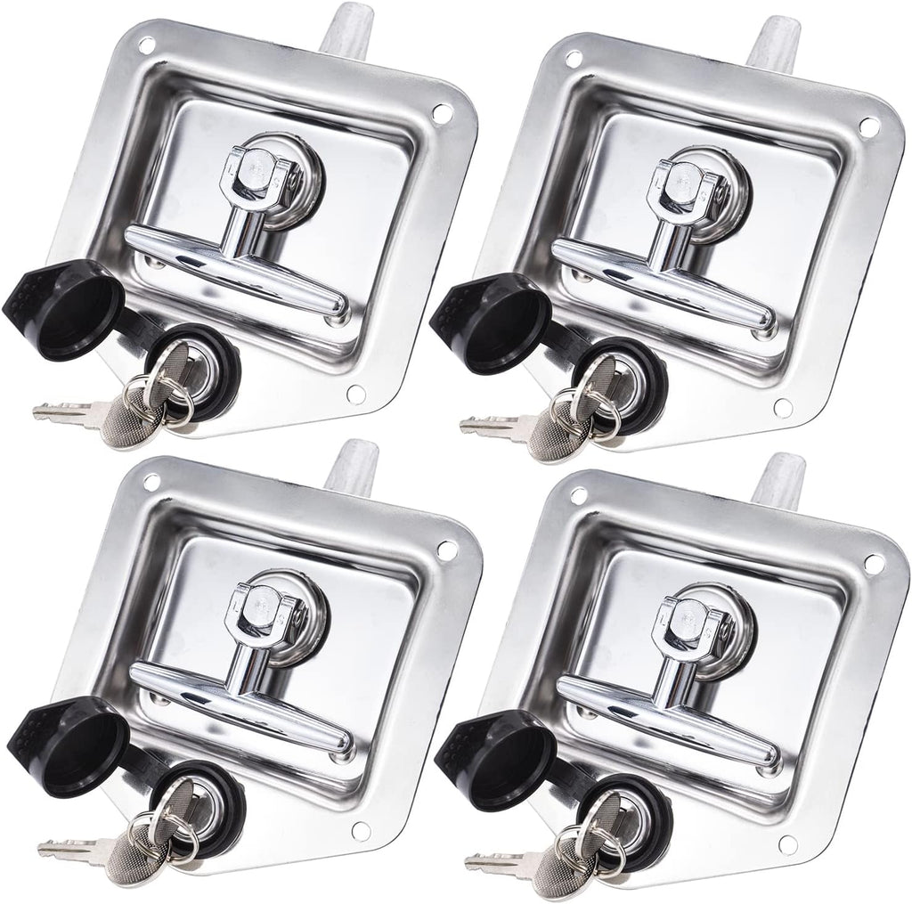 4 Pack Stainless-Steel T Handle Lock with Gasket and Keys D6162