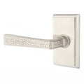 Left Handed Privacy Hammered Door Lever with Rectangular Rose in Satin Nickel H30010