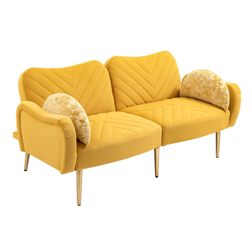 Velvet Love Seats Sofa with 2 Bolster Pillows Z346388