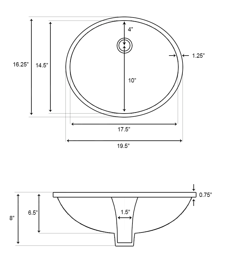 White Oval Undermount Sink B56076