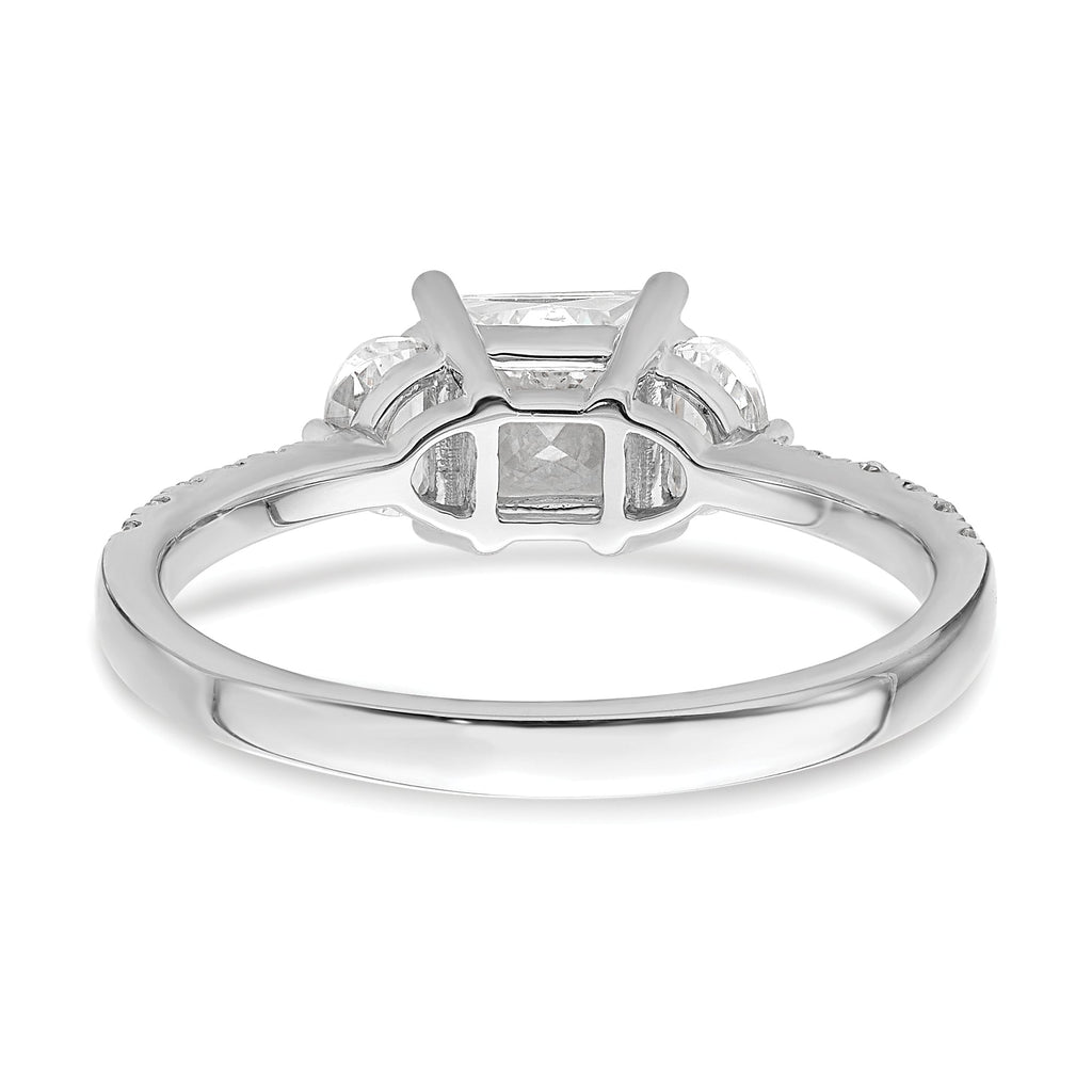 14k White Gold 3 Stone Half Moon/Princess Cut CZ Ring Q6959