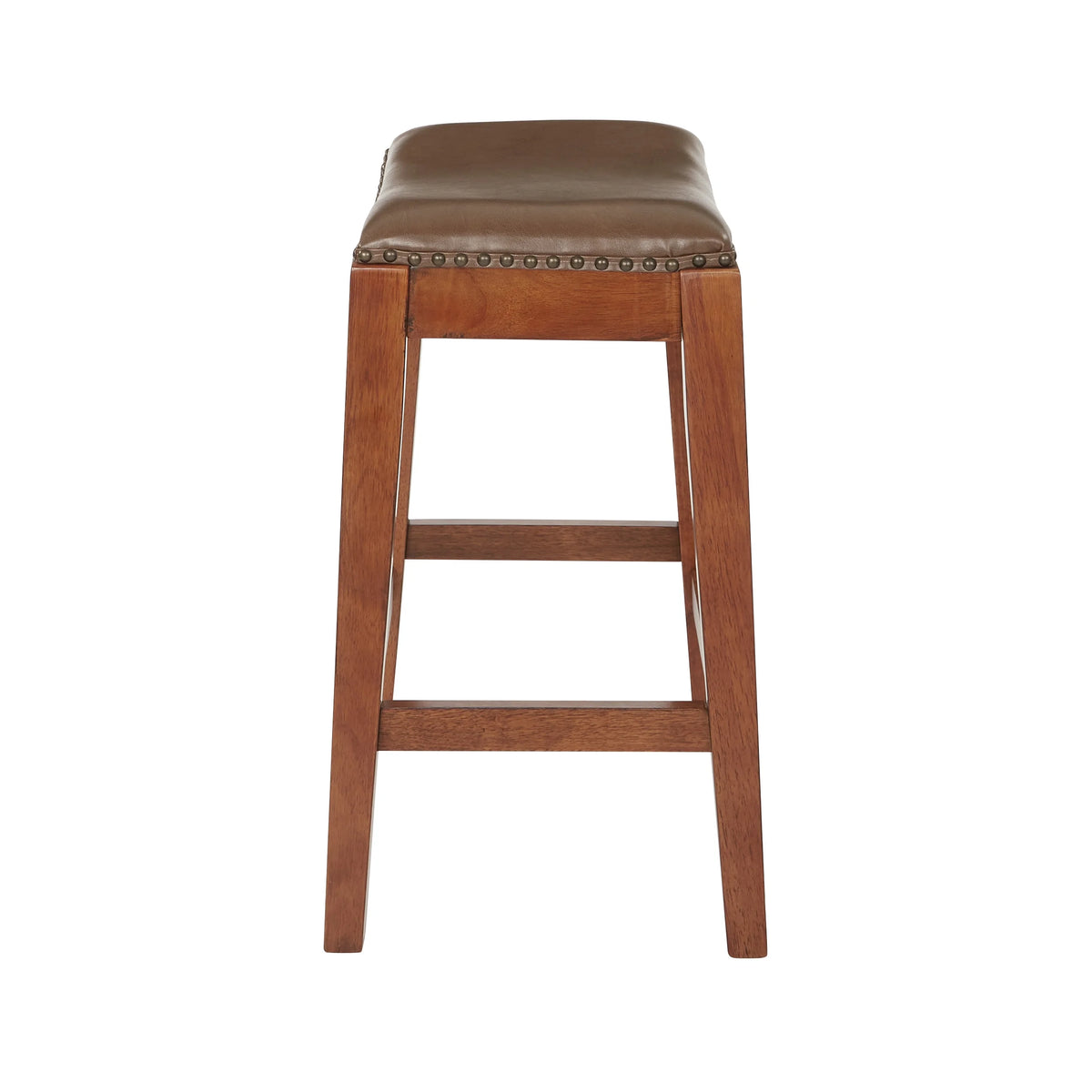 Saddle Stool with Espresso Finish Legs and Molasses Bonded Leather F9316