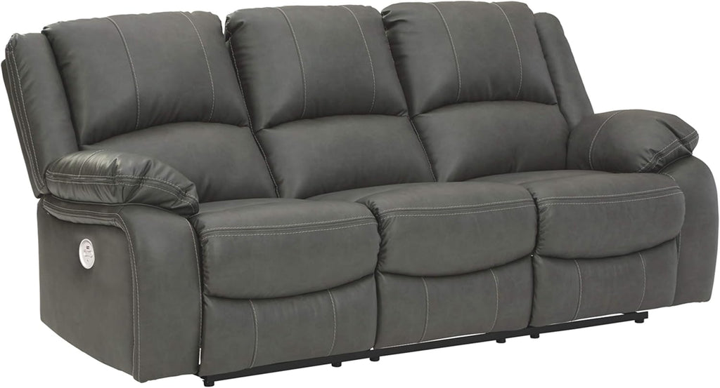 Black Faux Leather Double Reclining Loveseat with Storage Console L54326