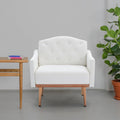 White PU Leather Accent Chair with Golden Metal Legs U15430