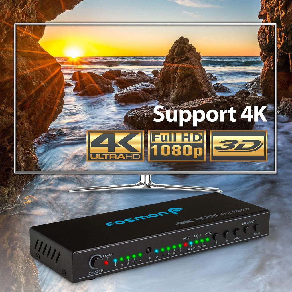 4x2 HDMI Matrix Switch with IR Remote Control Pack of 2 K831
