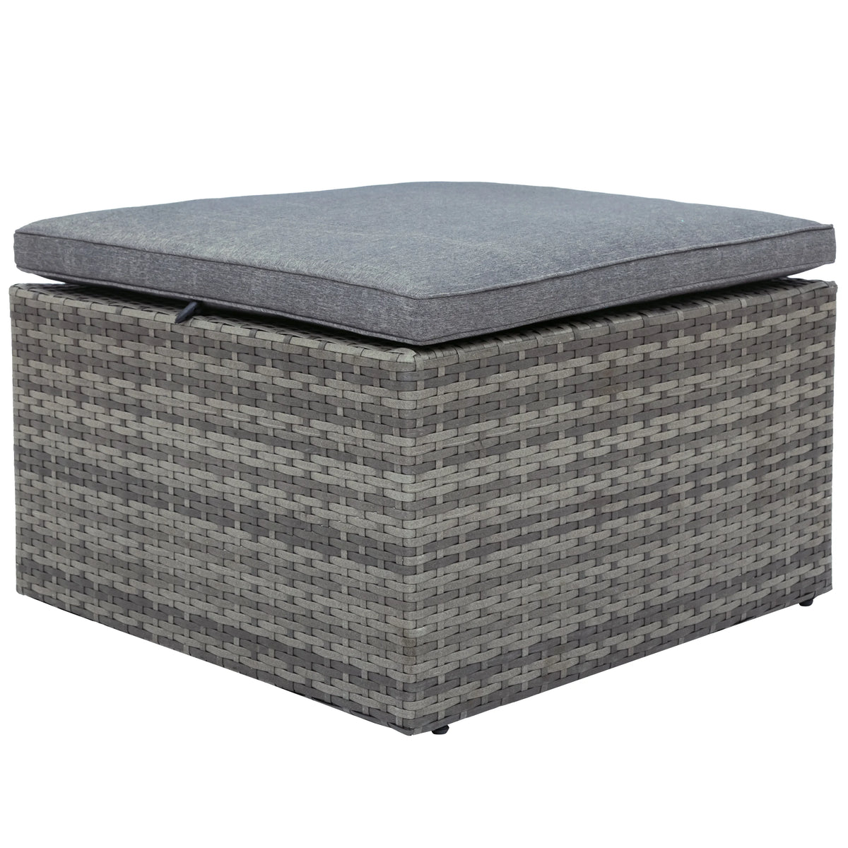 Gray PE Wicker Patio Sofa Set with Glass Table S3937