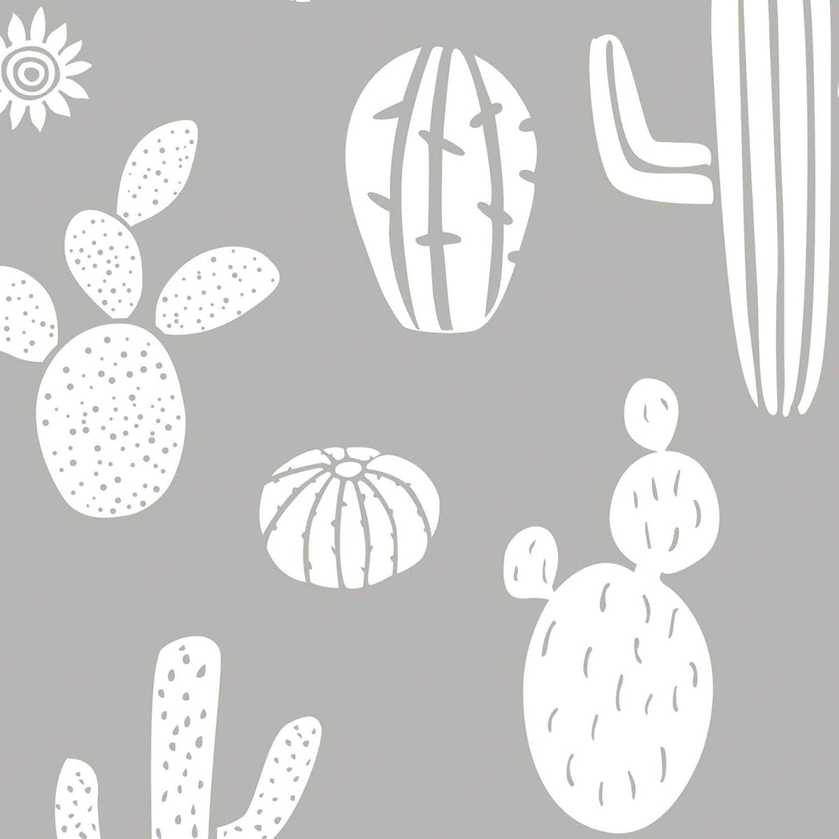 Cactus Comforter Set, White on Light Gray Grey, Microfiber Bedding, 3pcs Twin Size Q76255