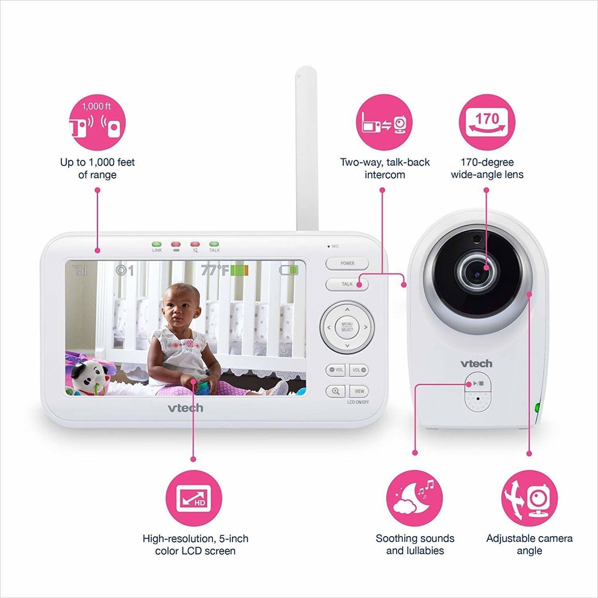 Video Baby Monitor with Interchangeable Wide Angle and Standard Optical Lens R451