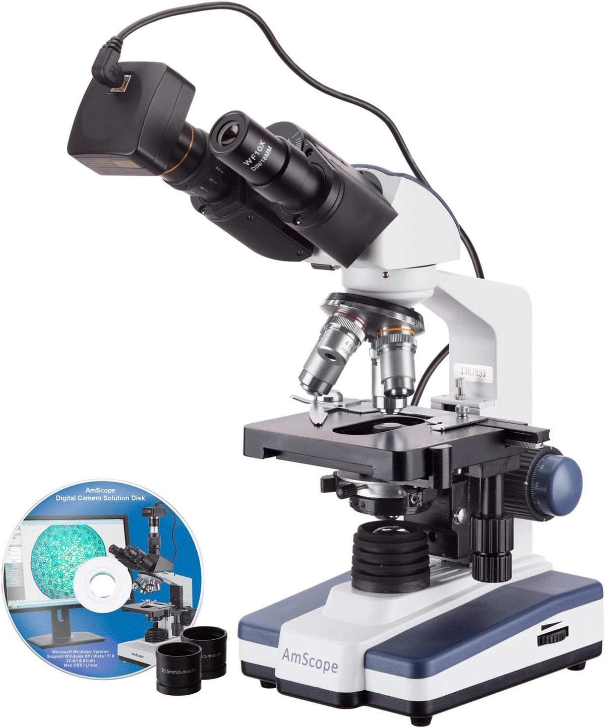 40X-2500X LED Binocular Compound Microscope with 10MP USB3 Camera L10835