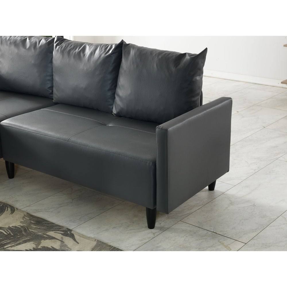Contemporary Faux Leather Reversible Sectional S4715