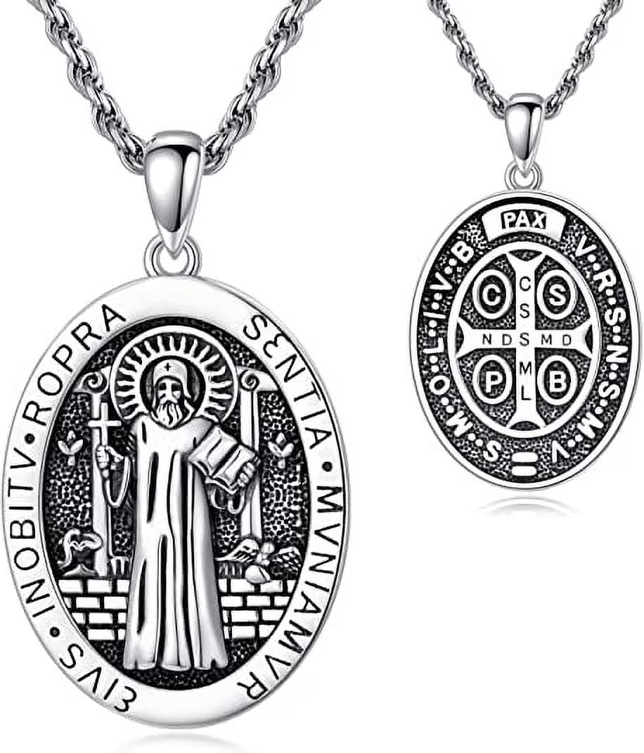 925 Sterling Silver Amulet Pendant Necklace with Stainless Steel Chain R63923