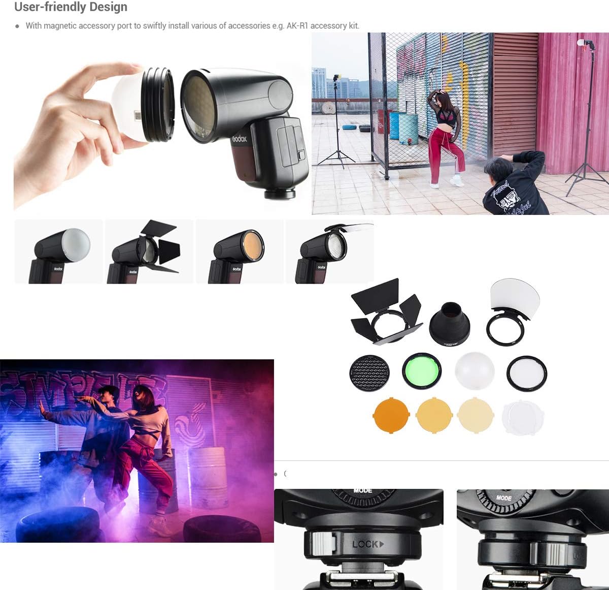 76Ws TTL Flash with AK-R1 Pocket Flash Light Accessories Kit, 5600±200k, 480 Full Power Shots, 1.5 sec. Recycle Time, Rechargeable 7.2V 2600mAh Li-ion Battery R1582