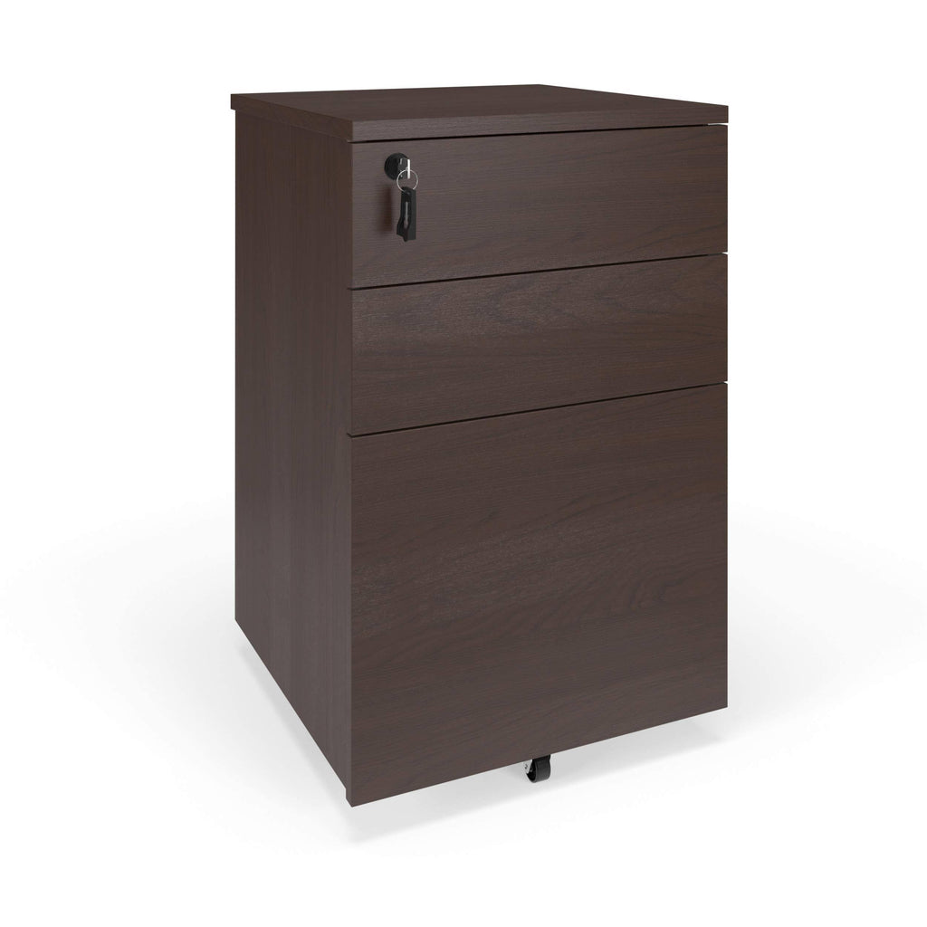 Walnut Mobile Wooden Pedestal Filing Cabinet N3664