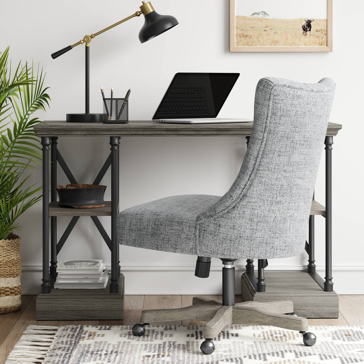 Tufted Back Office Chair Light Gray E446744