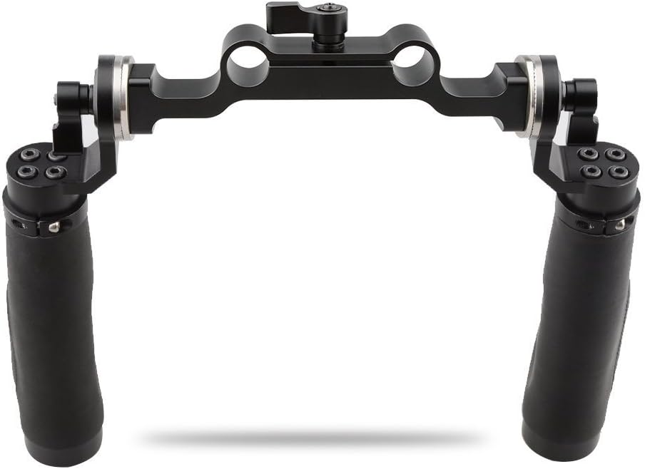 Leather Handle 15mm Rod Shoulder Mount Rig with Rosette Standard Accessory for DSLR (Black, M6 Thread, 31.8 mm) F814245