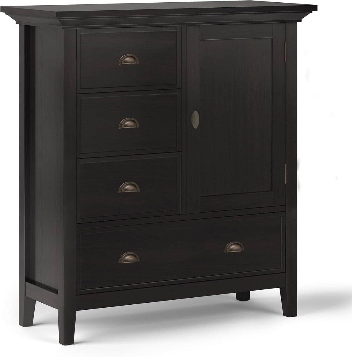 Solid Wood 39 Inch Wide Storage Cabinet in Light Golden Brown with 3 Small Drawers and 1 Large Drawer U443