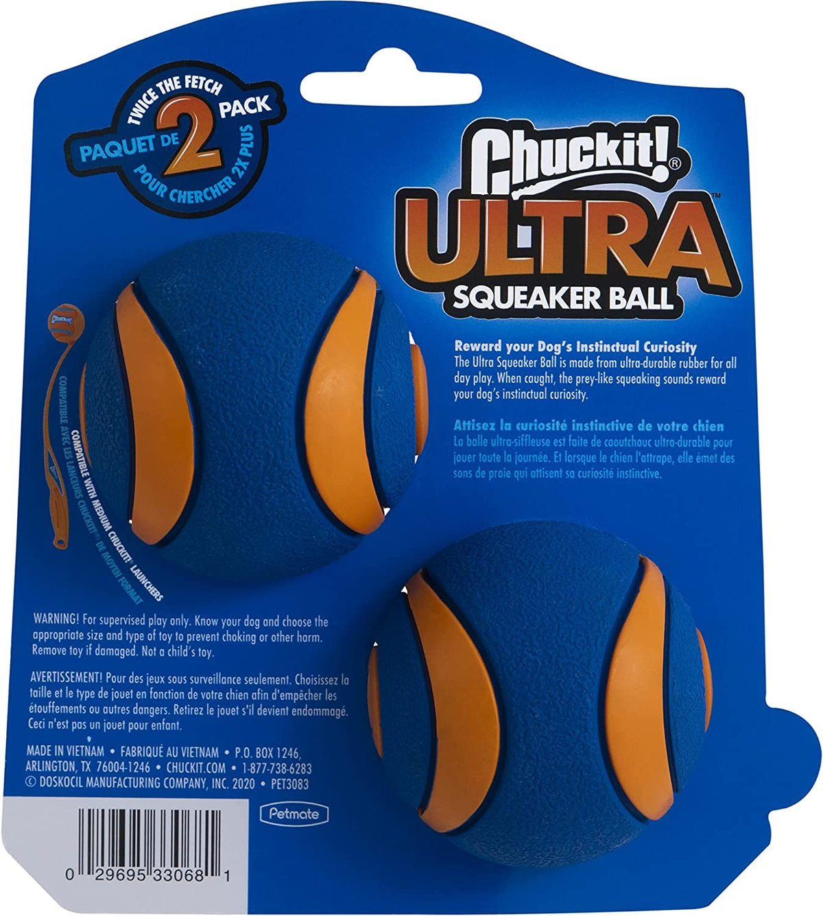 Squeaker Ball Dog Toy, Medium 2.5 Inch 2 Pack R74166