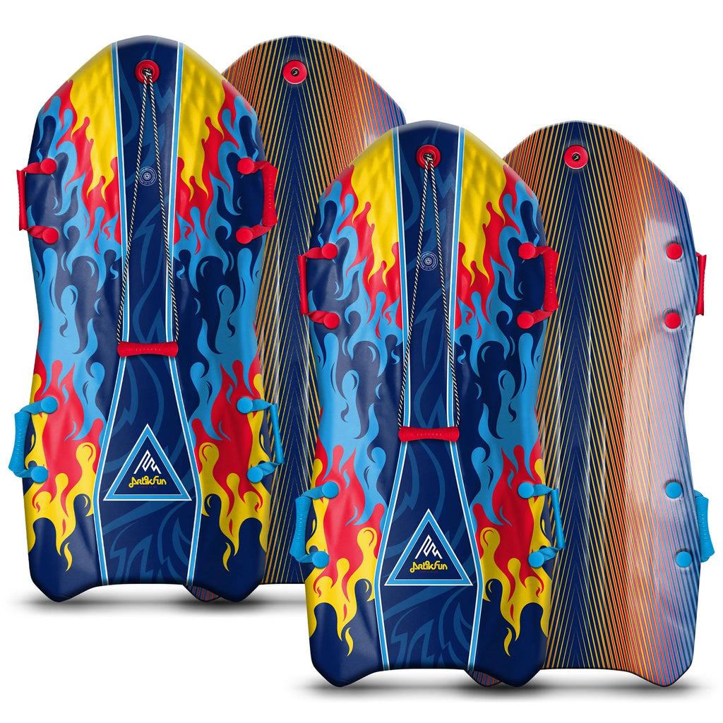 Blue Foam Snow Sled with Sound Effect 2-Pack with Tow Rope and Handles D5767
