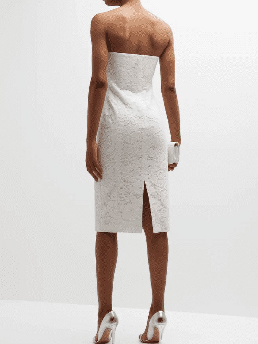 Off White Lace Strapless Midi Dress D4992
