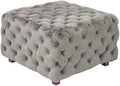 Gray Velvet Ottoman Bench Cube Foot Rest Stool Coffee Table 27.2" W B927